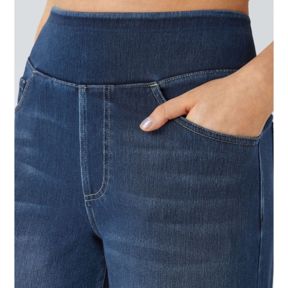 NWT Halara Flex Frost Blue Denim wide leg jeans Size Medium tall - Picture 4 of 14